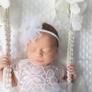 Newborn headband, baby headband, white headband, pearl glitter headband, pink headband, headband for baby, baby prop, newborn prop