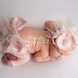 Lace newborn pant with removable bow, lace newborn pants, newborn prop, newborn photography prop, blush newborn prop, prop outfit for baby