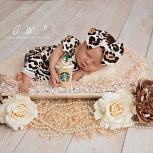 Leopard print Newborn romper set, Newborn photo prop, newborn romper, newborn girl romper, newborn girl photo outfit, cheetah romper