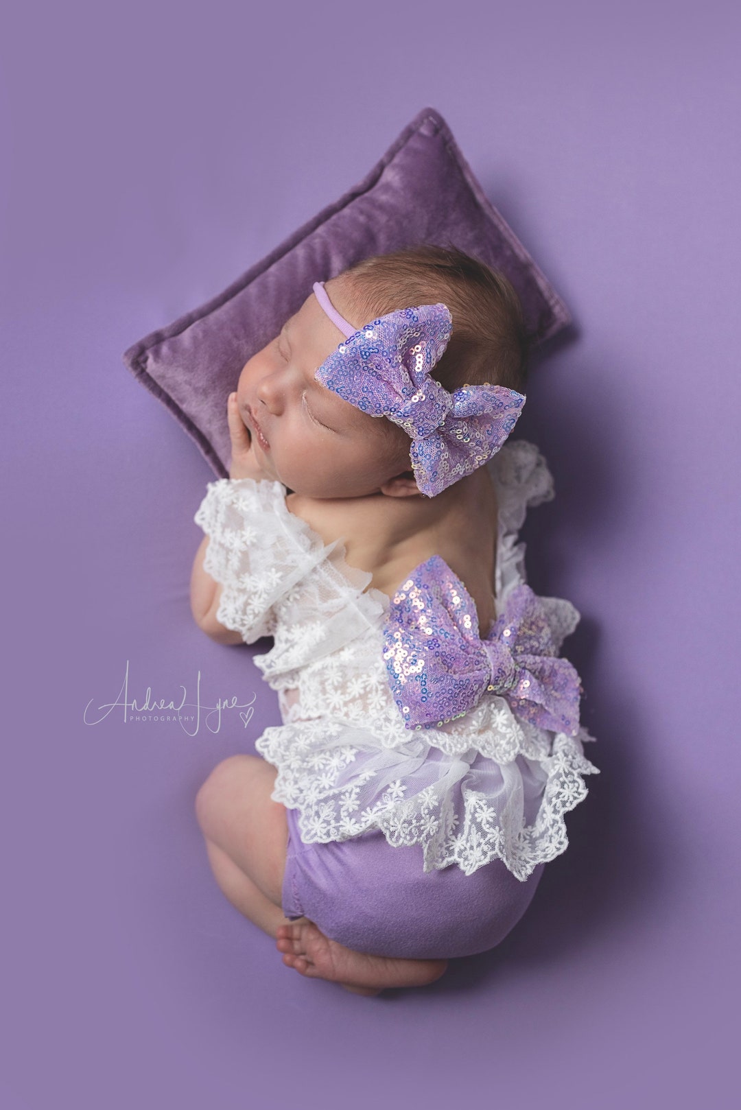 Lavender Baby Girl Newborn Romper Set Newborn Photo Prop Etsy