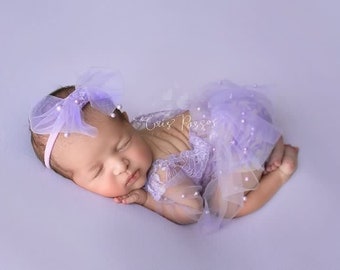 Lavender baby girl Newborn romper set, Newborn photo prop, newborn romper, newborn girl romper, newborn girl photo outfit, lavender romper