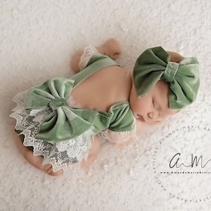 Green Velvet Dress Newborn - Etsy