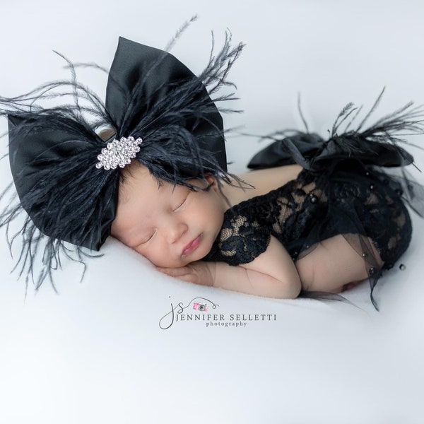 ROMPER ONLY Little black dress, black lace Newborn romper, Newborn photo prop, newborn romper, newborn girl black prop, breakfast at, black