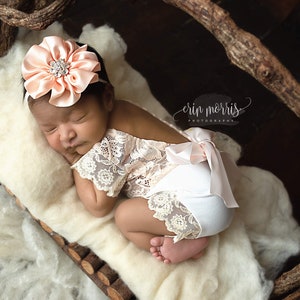 Newborn photo prop, Baby photo prop, Newborn romper, Baby romper, lace baby romper, newborn lace romper, baby romper set, newborn romper set
