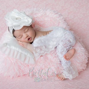 White lace Newborn romper, Newborn photo prop, newborn romper, newborn Lace romper, newborn girl photo prop, baby photo prop, white romper