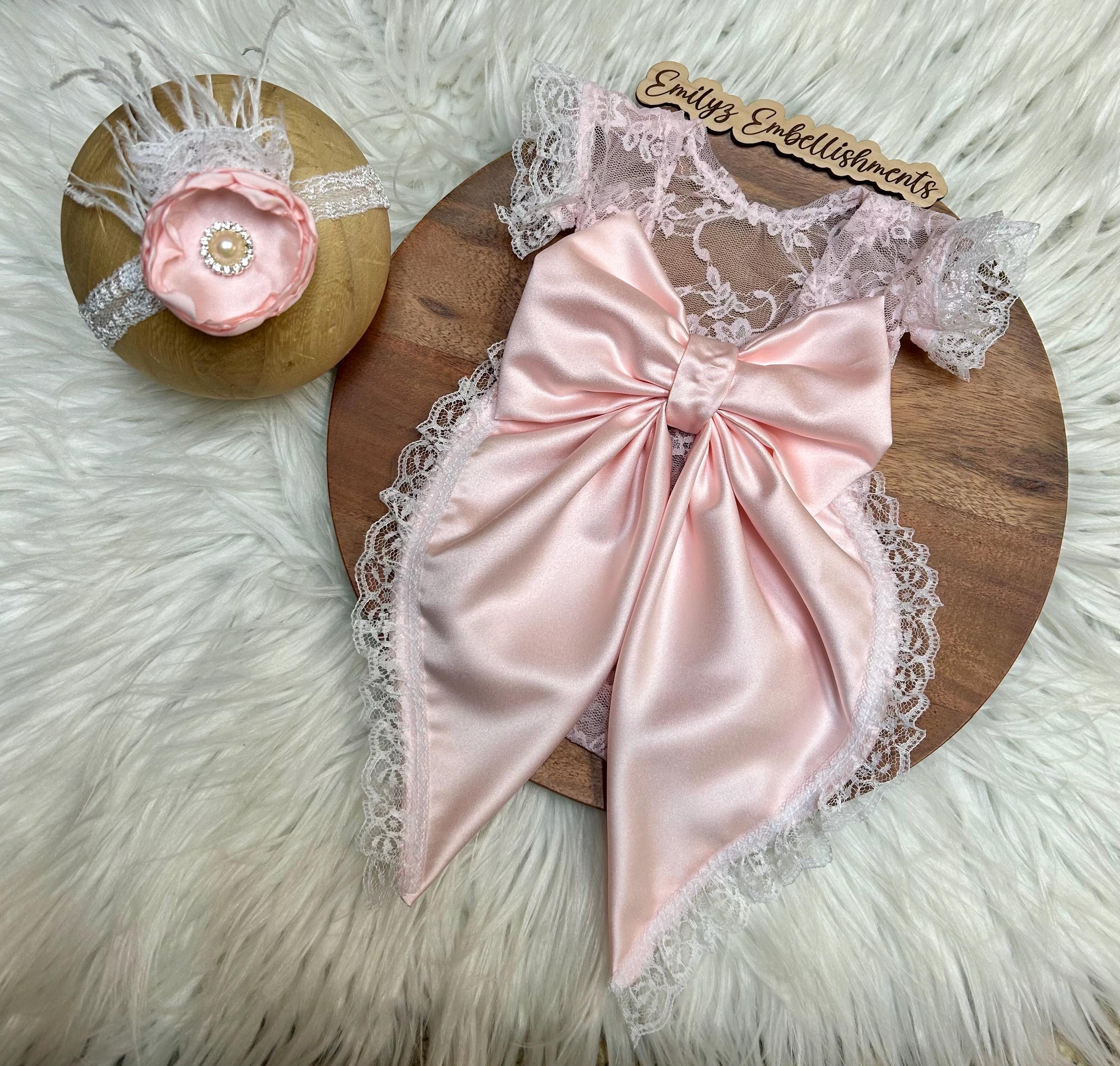 Pink Color Romper In Velvet Stuff For New Born Baby Girl