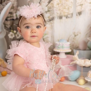 First birthday girl romper set, cake smash outfit, 1st birthday girl romper, pink sitter romper, baby romper set, milestone romper prop,
