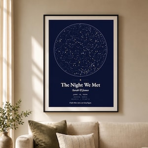 Custom Star Map by Date, Personalized Night Sky Print, Constellation Poster, The Night We Met Star Chart, Anniversary & Wedding Gift