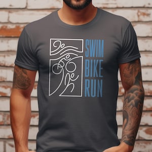 Swim Bike Run Shirt, Running Shirt, Triathlon Shirt, Triathlete Gift Shirt, Biking Shirt, Runner Shirt, Unisex Shirt SBR01 blue