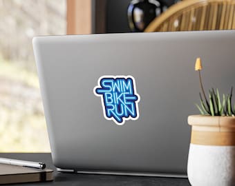 Calcomanía de triatlón, calcomanía Swim Bike Run, pegatina de triatlón Kiss-Cut Vinyl Calcomanías, regalo para triatleta