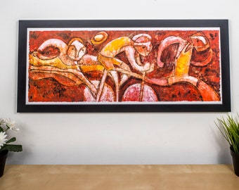 トライアスロン RED シーケンス、トライアスロン アートプリント - トライアスロン 壁飾り - トライアスリートへのギフト - 水泳、自転車、ランニング ポスター