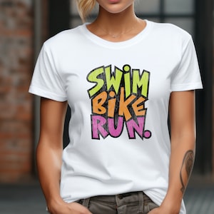 Camisa Swim Bike Run, camisa retro tri, camisa vintage de triatlón, camisa de regalo de triatleta, camisa de ciclismo, camisa de corredor, camisa unisex SBR02 b