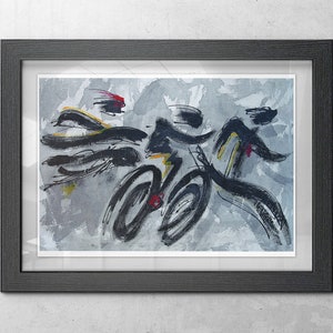 Triathlon on Shadow Sequence - Triathlon Art Print - Triathlon wall decor - Gift for Triathlete- Swim, Bike, Run Poster