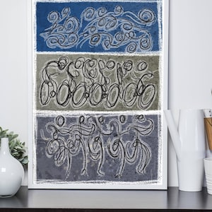 Vertical Blue Triathlon - Triathlon Art Print - Triathlon wall decor - Gift for Triathlete- Swim, Bike, Run Poster