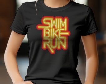 Swim Bike Run Shirt, Running Shirt, Triathlon Shirt, Triathlete Gift Shirt, Fietsen Shirt, Runner Shirt, Unisex Shirt SBR07 rood