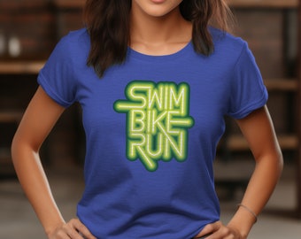 Schwimmen Bike Run Shirt, Lauf Shirt, Triathlet Shirt, Triathlet Geschenk Shirt, Bike Shirt, Läufer Shirt, Unisex Shirt SBR07 grün