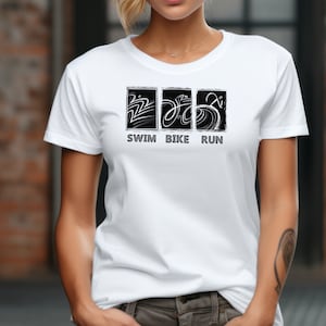 Swim Bike Run Shirt, Running Shirt, Triathlon Shirt, Triathlete Gift Shirt, Biking Shirt, Runner Shirt, Unisex Shirt SBR03 black