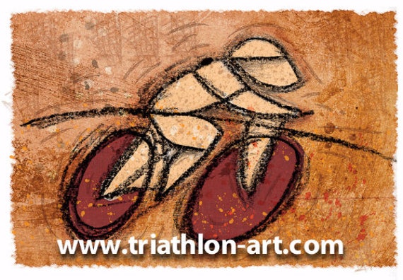 Abstract Cycling in Brown -bicycle Art Print Ironman Triathlon