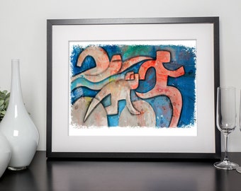 Triathlon Sequence on Pink and Blue- Triathlon Art Print - Triathlon wall decor - Gift for Triathlete