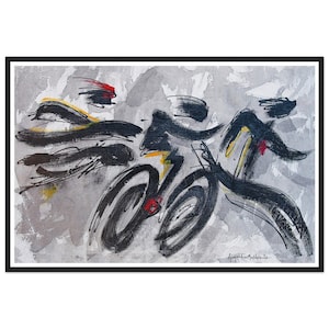 Triathlon on Shadow Sequence- Triathlon wall decor - Gift for Triathlete- Swim, Bike, Run Poster Premium Matte Paper Wooden Framed Poster