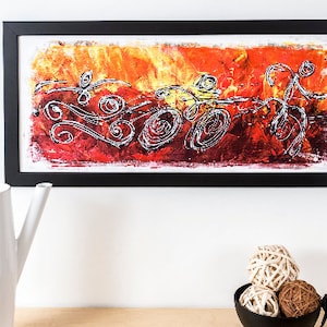 Red Splash Triathlon 12&quot;x28&quot;- Triathlon Art Print - Triathlon wall decor - Gift for Triathlete- Swim, Bike, Run Poster