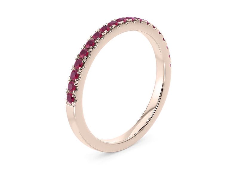 Ruby full eternity ring, continuous shared-claw pavé, 18ct gold, Hatton Garden Vogue — gallery view 7