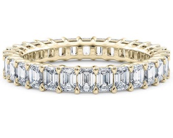 3.5ct Emerald Cut Lab Diamond Full Eternity Ring, Diamond Anniversary Band