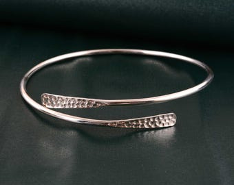 Silver Hammered Arm Cuff,  Bohemian Upper Arm Band.