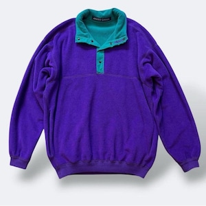 Vintage 90-tals Musto Snugs vändbar fleece | 1/4 popper | lila grön | retro Polartec | storlek S