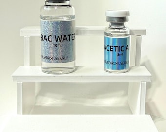 Bacteriostatic water - Acetic acid peptide vials/labels. RESEARCH USE ONLY