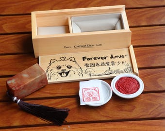 カスタムペット肖像彫刻入りギフトボックス、犬猫のメモリアル記念品