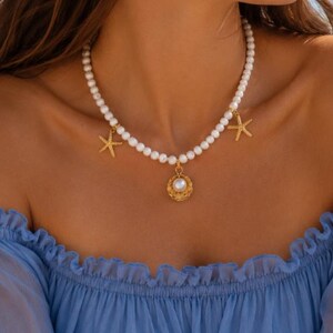 Ensemble Collier et Bracelet de cheville fait main style plage en acier inoxydable.