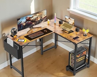 50 Inch Gaming Desk with CPU Storage Shelf and Side Bag Computer Table for Gaming Setup Home Office Bedroom Study