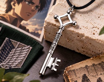 Attack on Titan Eren sleutelhanger, Shingeki No Kyojin hanger, anime cosplay sieraden, zwarte koord ketting, cadeau voor anime fans mannen