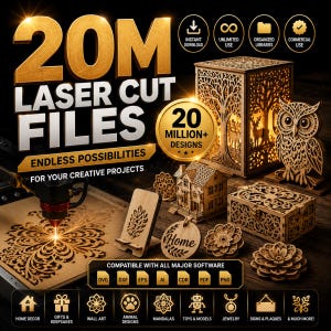 20 Million Laser Cut Files Bundle | (Digital Download - svg, dxf, eps, ai, cdr, pdf)