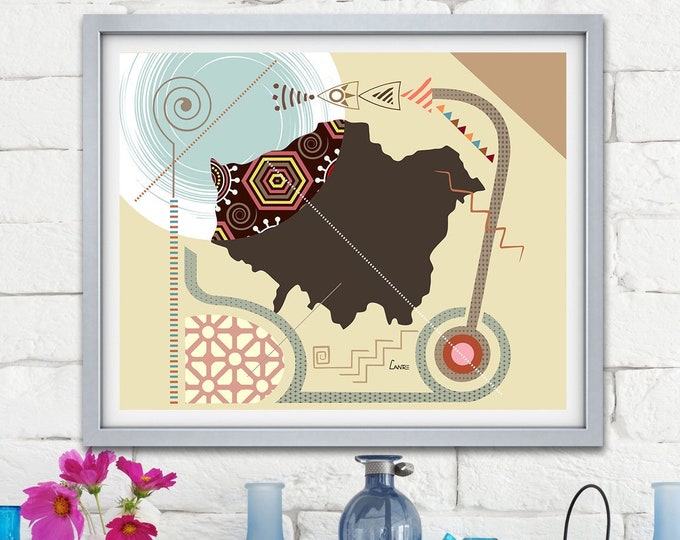 London Map Art, City Poster Abstract Travel Print