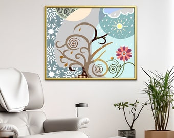 Four Seasons Art Print, Abstract Tree Of Life Poster Painting