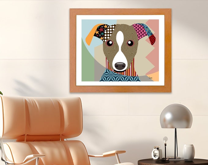 Whippet Artwork, Snap dog Pop Art Doggy Portrait Canine Design Painting