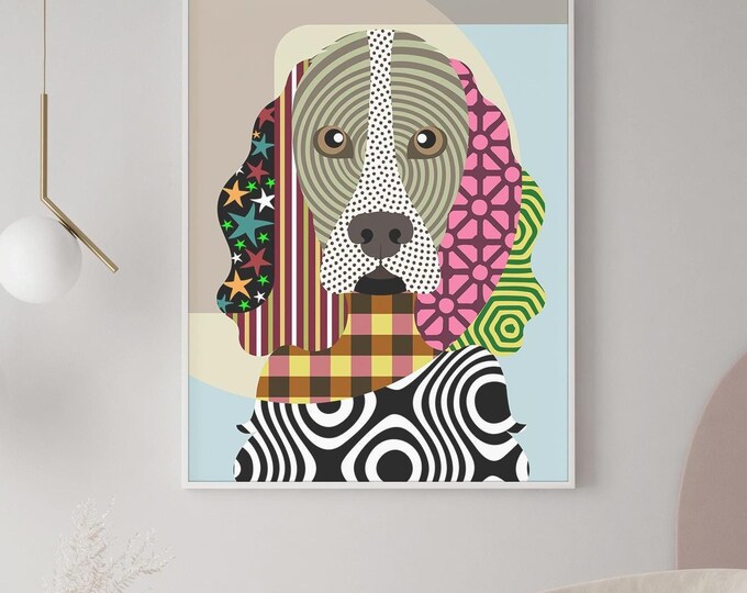 Cocker Spaniel Dog Pop Art, Pet Portrait Animal Art Painting