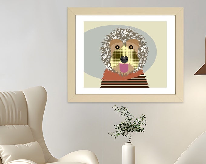 Labradoodle Art Print, Dog Pet Portrait Puppy Painting Canine Décor