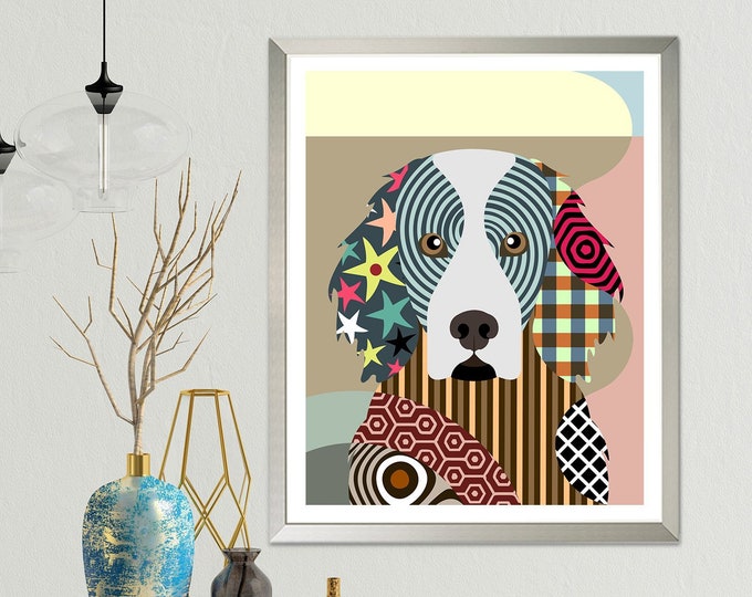 Gordon Setter Dog Painting, Pet Portrait Pop Art Canine Doggy Print