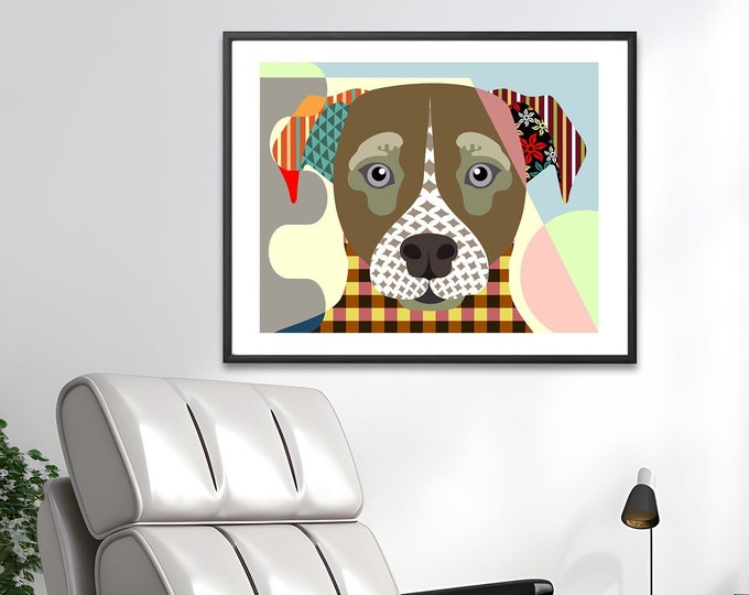 Jack Russell Terrier Poster, JRT Dog Portrait Wall Art Print