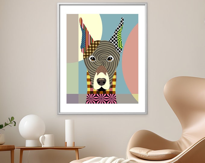 Doberman Art Pinscher Dobbie Dog Pet Portrait Painting