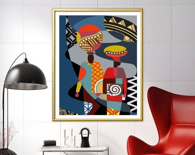 African Art Print, Afrocentric Decor Abstract Painting Ethnic Print