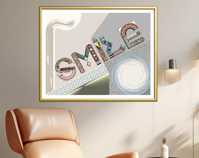 Smile Artwork Inspirational décor, Typography Poster Alphabet Letter Art