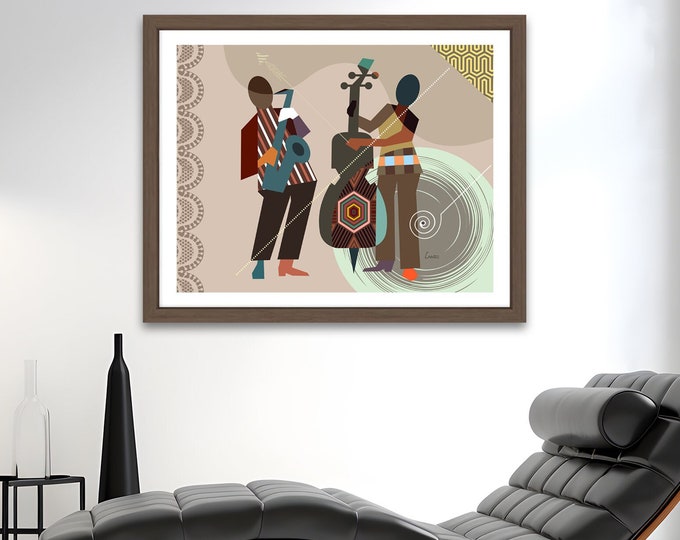 Jazz Musician Art, Saxophone Poster Violin Painting