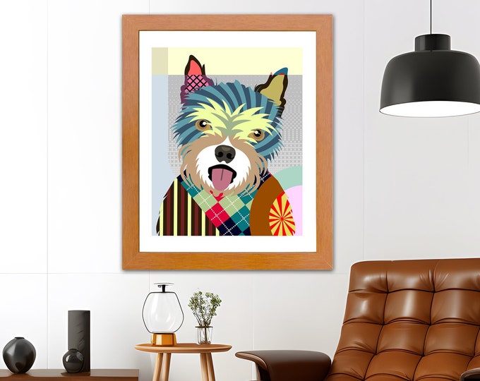 Norwich Terrier Art Print, Dog Lovers Gift Pet Portrait Abstract Puppy Painting