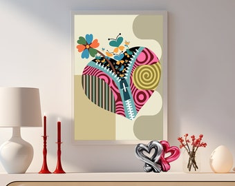 Heart Wall Art Decor, Love Print Poster