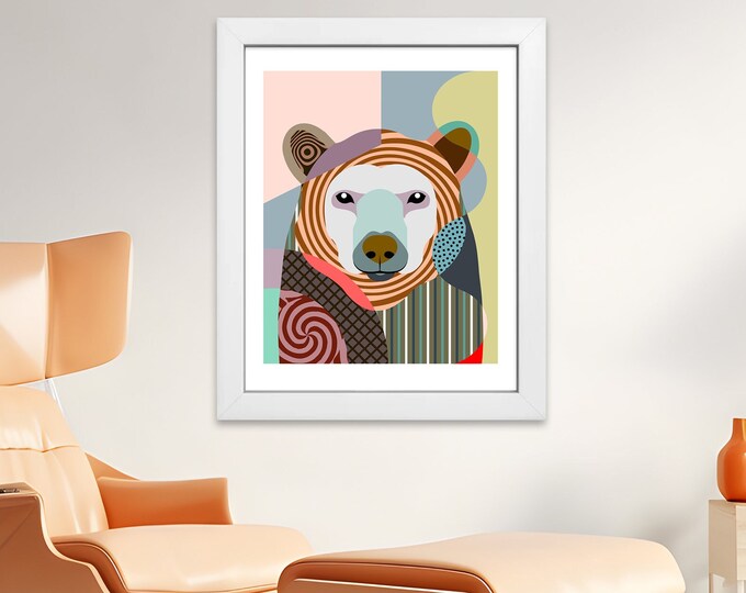 Polar Bear Art Print, Jungle Animal Wildlife Decor