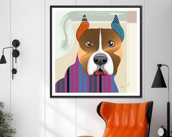 AmStaff Art Print American Staffordshire Terrier Dog Pet Portrait